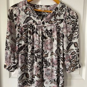 Loft Floral Blouse with Grey/pink/white